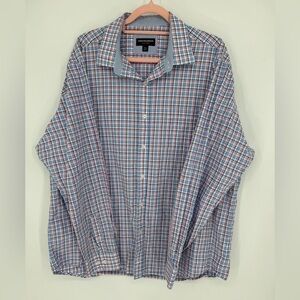 Johnston & Murphy Men's Plaid Long Sleeve Button-Down Size XXL 100% Cotton
